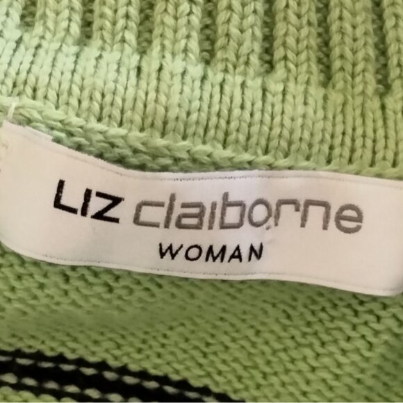 Liz Claiborne Woman Size 3X Knit Sweater Striped Collared Pullover Long Sleeve - Picture 8 of 10